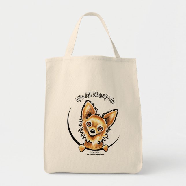 Tote Bag Long Haired Chihuahua IAAM (Devant)