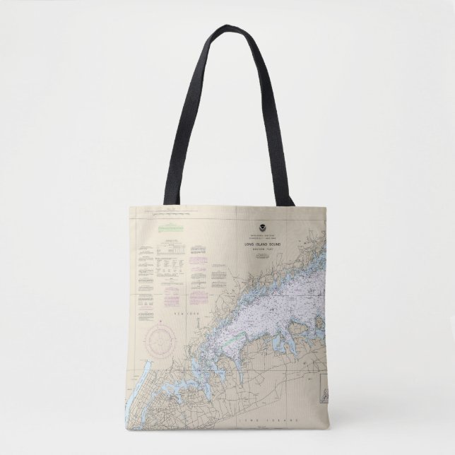 Tote Bag Long Island Sound Western Part Carte marine (Devant)