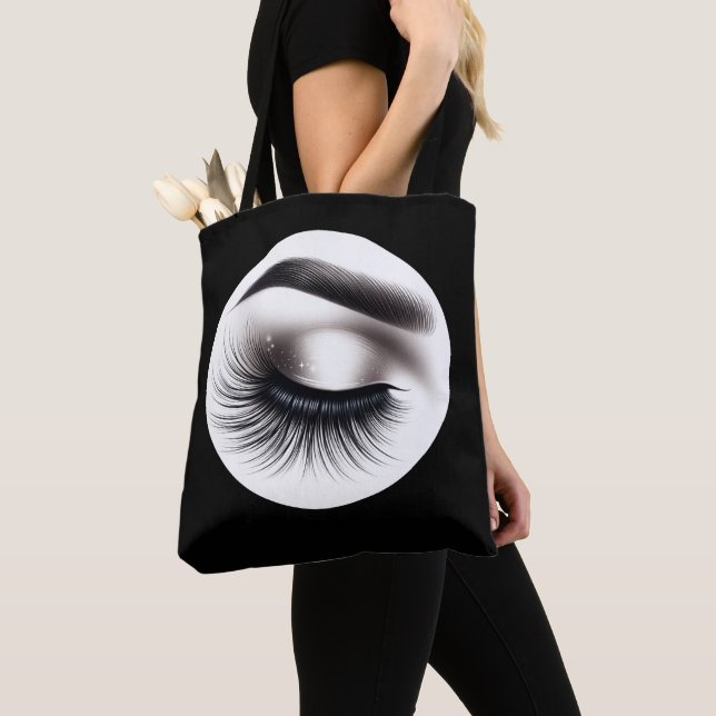 Tote Bag Longs Cils Noirs et Fins Extensions de Cils Beauté (De près)