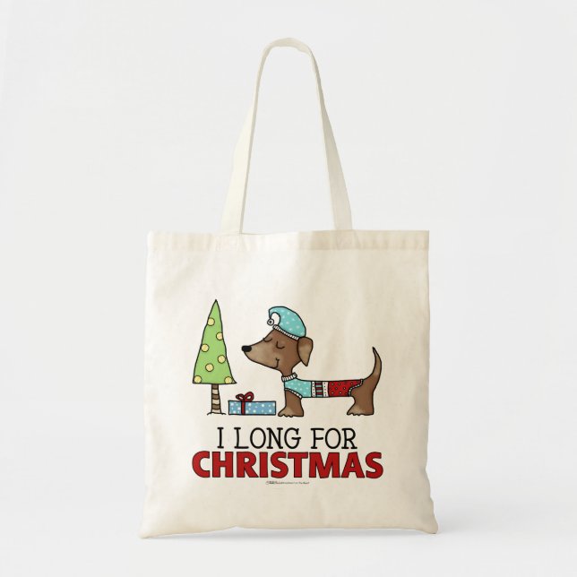 Tote Bag Longue pour Noël-Dachshund (Devant)