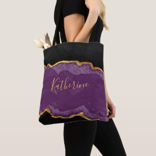 Tote Bag L'or noir pourpre avec votre nom