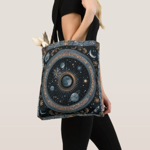 Tote Bag L'orbite lunaire céleste dorée avec astral détaill