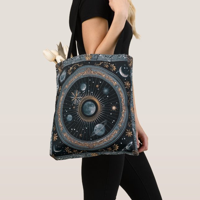 Tote Bag L'orbite lunaire céleste dorée avec astral détaill (De près)