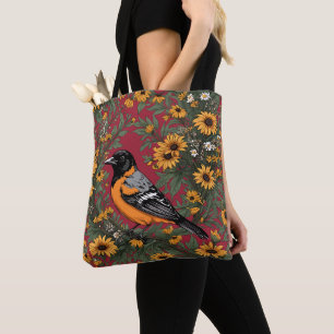 Tote Bag Loriot de Baltimore et fleurs de Susan aux yeux no