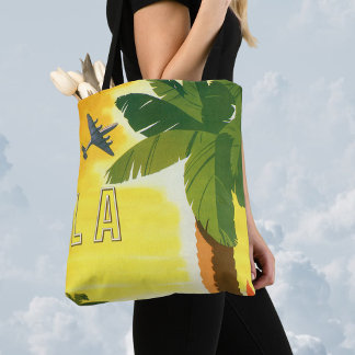 Tote Bag Los Angeles vintage, Californie Mission avec palmi