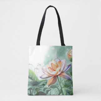 Tote Bag Lotus Aquarelle