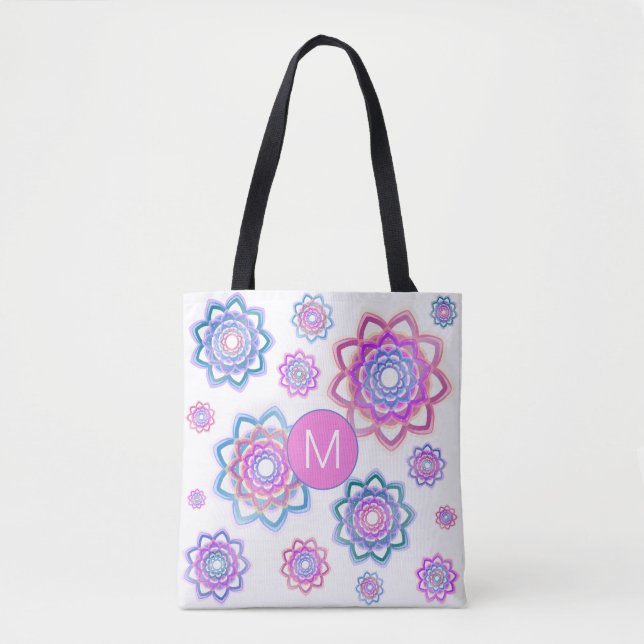 Tote Bag Lotus Flower Simple rose Pascal Vert Monogramme (Devant)