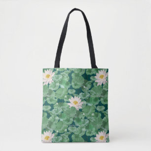 Tote Bag Lotus Lagoon Motif - Le Lotus Blanc