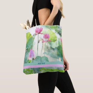 Tote Bag Lotus Summer, aquarelles pastel, modèle,