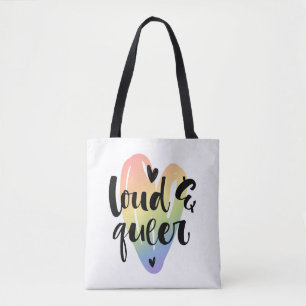 Tote Bag Loud et Queer  Coeur aquarelle