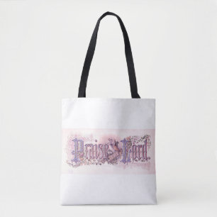 Tote Bag "Louez Le Seigneur" Art chrétien vintage lavande