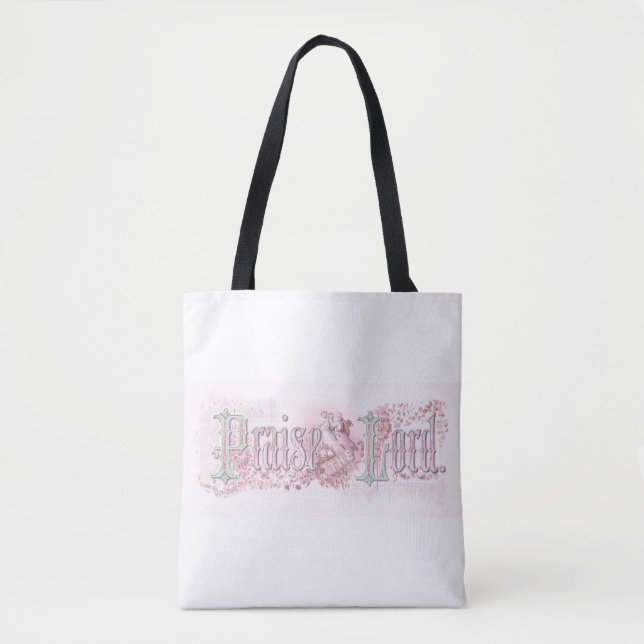 Tote Bag "Louez le Seigneur" Pastel Rose & Vert (Devant)