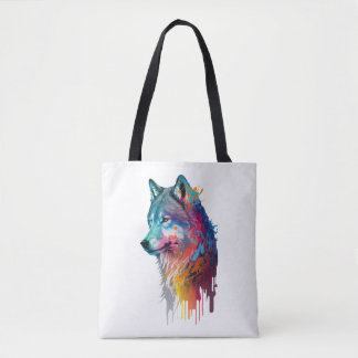 Tote Bag Loup coloré