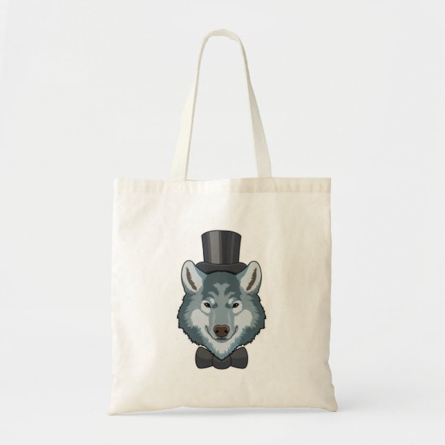 Tote Bag Loup comme marié avec un arc (Devant)