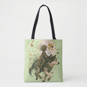 Tote Bag Loup de la forêt au clair de lune