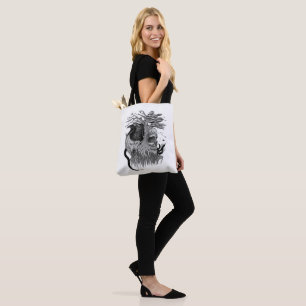 Tote Bag Loup et corbeau avec crâne