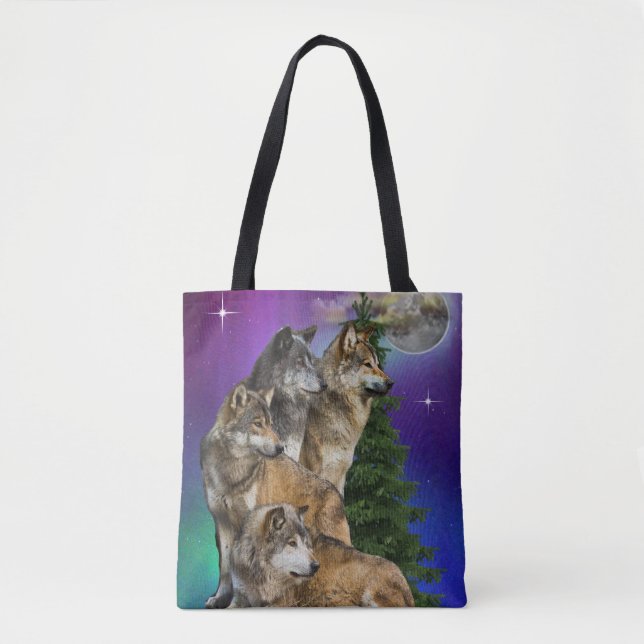 Tote Bag Loup et lune (Devant)