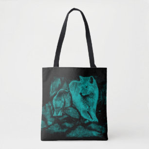 Tote Bag Loup et Raven pendant la nuit