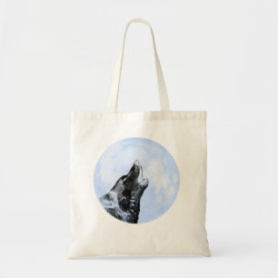 Tote Bag Loup fantôme hurlant sur la lune