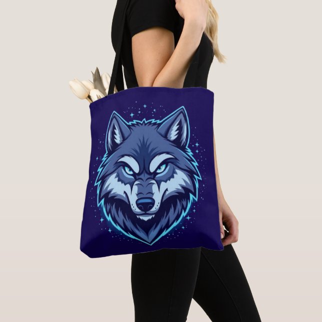 Tote Bag Loup Féroce – Symbole de Force et de Liberté (De près)