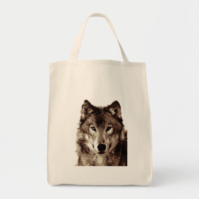Tote Bag Loup gris (Devant)