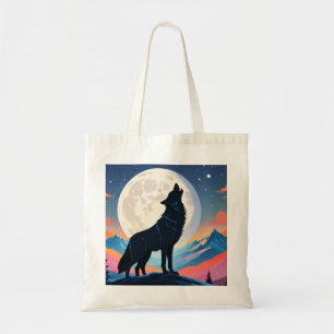 Tote Bag Loup hurlant à la lune