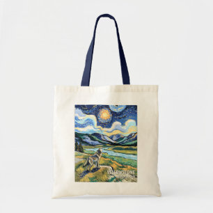 Tote Bag Loup hurlant au Yellowstone National Park coloré
