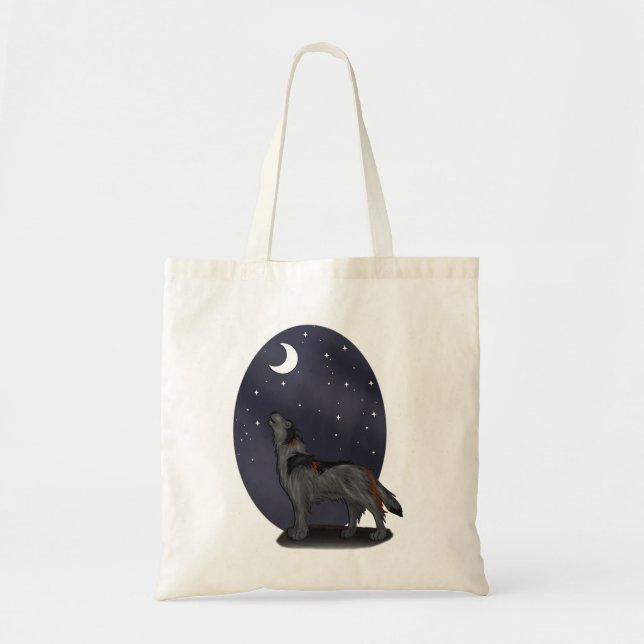Tote Bag Loup hurlant (gris) (Devant)