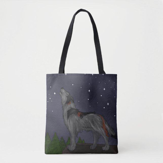 Tote Bag Loup hurlant (gris) (Devant)