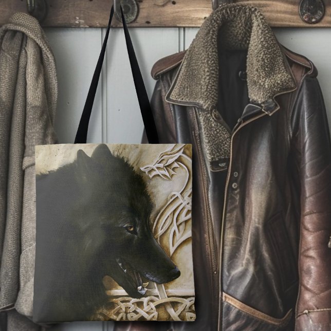 Tote Bag Loup noir dragon celtique entrelacs fantastique (Créateur téléchargé)
