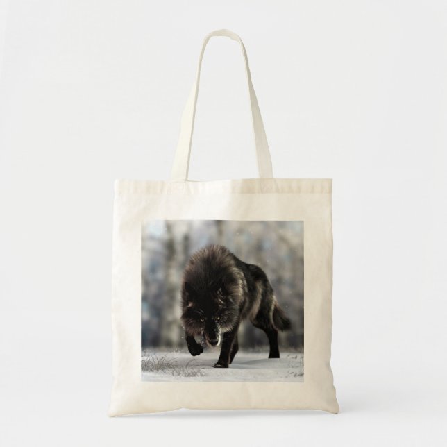 Tote Bag Loup noir en colère (Devant)