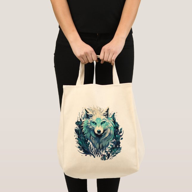 Tote Bag Loup sauvage céleste lunaire (Devant (produit))