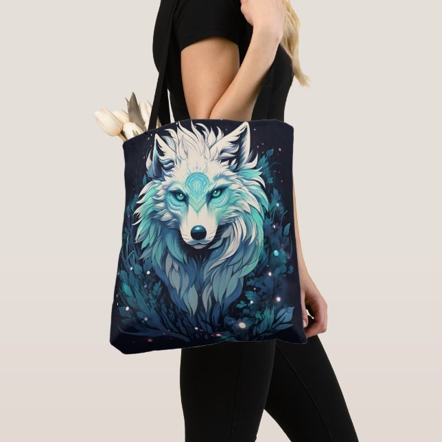 Tote Bag Loup sauvage céleste lunaire (De près)