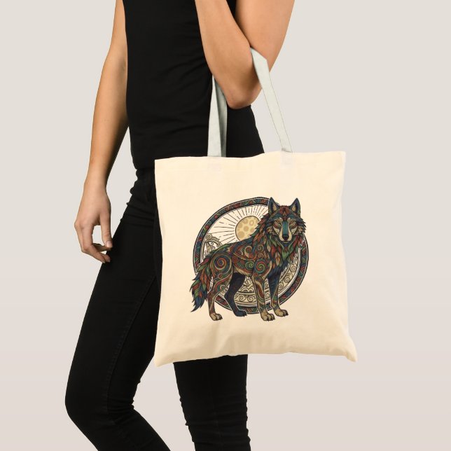 Tote Bag Loup Tribal (Devant (produit))