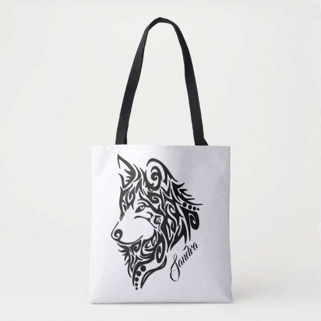 Tote Bag Loup tribal (Devant)