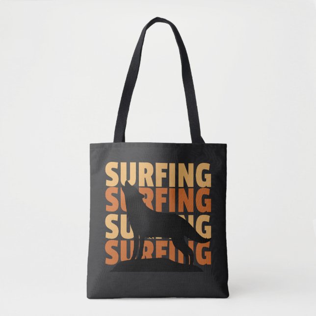 Tote Bag Loup veut surfer surfer surfer (Devant)