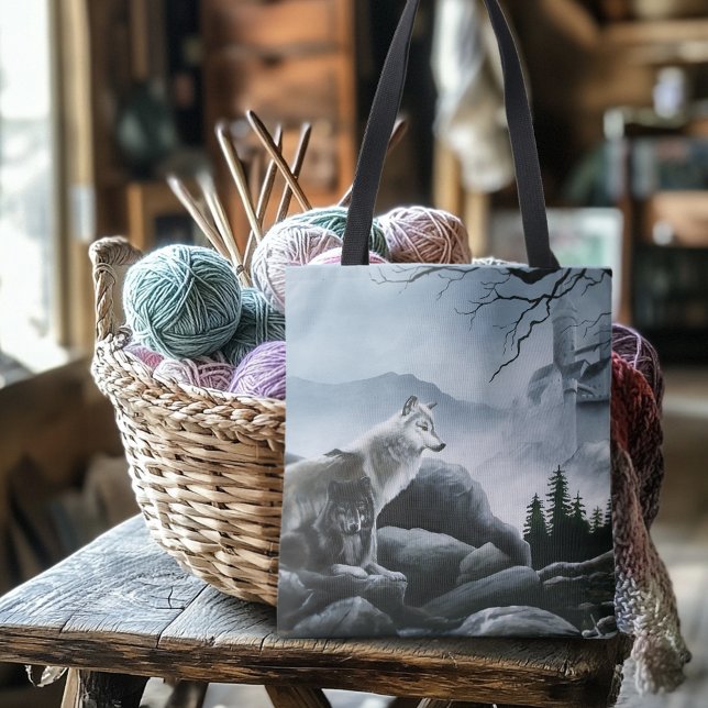 Tote Bag Loups Mystiques Gardiens du Château Faune Fantasti (Créateur téléchargé)