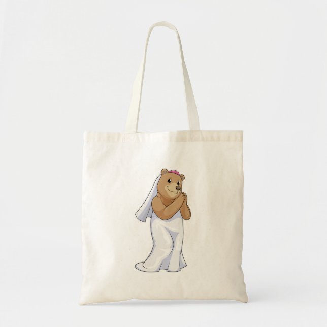 Tote Bag L'ours en mariée avec le voile (Devant)