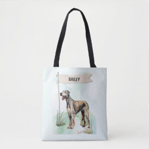 Tote Bag Louveteau Irlandais Aquarelle Chien Personnalisé