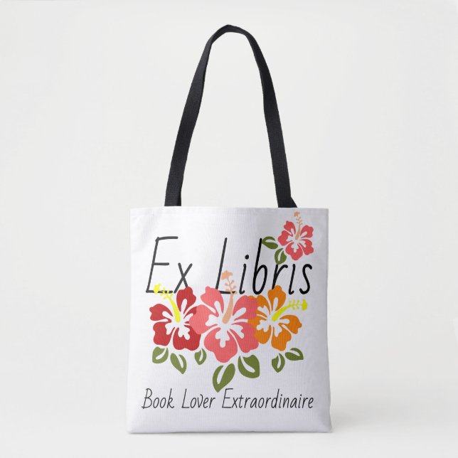 Tote Bag Louveur du livre d'Hibiscus coloré (Devant)