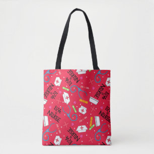 Tote Bag Love a Nurse Art Red avec Nurse Motifs