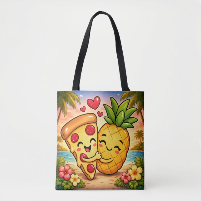 Tote Bag Love at First Slice - Pizza Meets Pineapple (Devant)