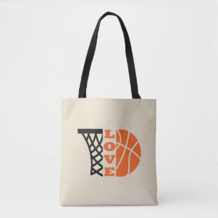 Tote Bag Love Basketball hoop et orange ball
