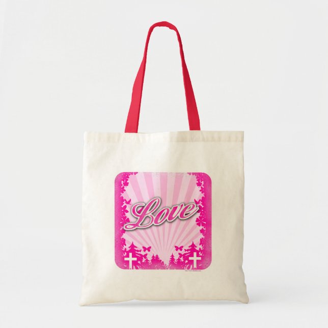Tote Bag Love Christian Message Hot Pink Illustration (Devant)