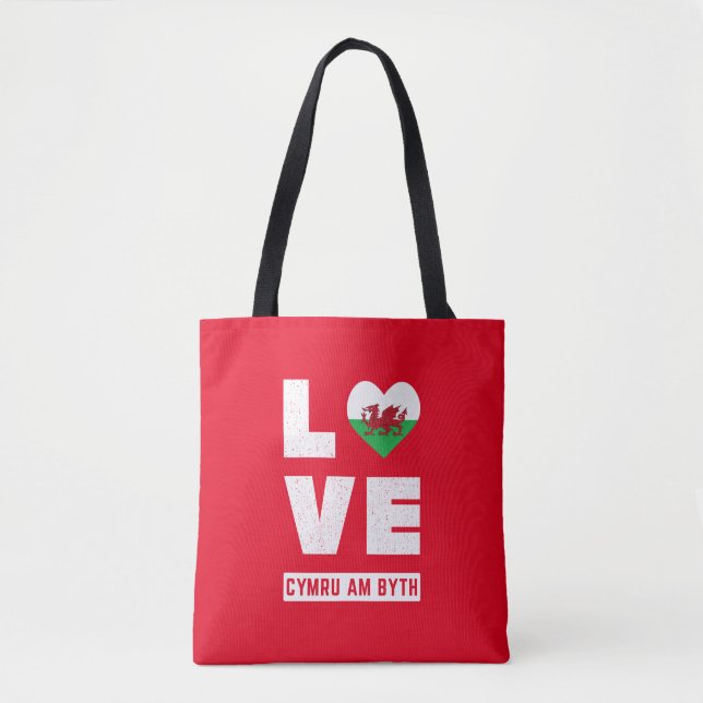 Tote Bag Love Cymru Am Byth Wales Drapeau Gallois Racines V (Devant)