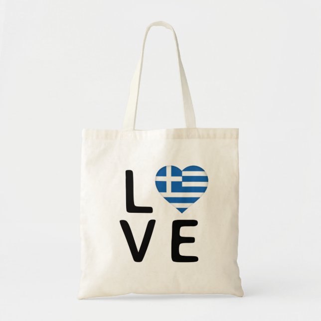 Tote Bag Love - drapeau de la Grèce (Devant)