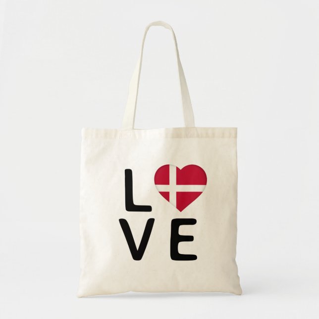 Tote Bag Love - Drapeau du Danemark (Devant)