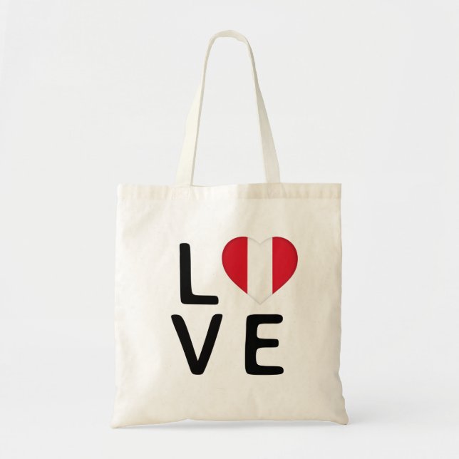 Tote Bag Love - Drapeau du Pérou (Devant)