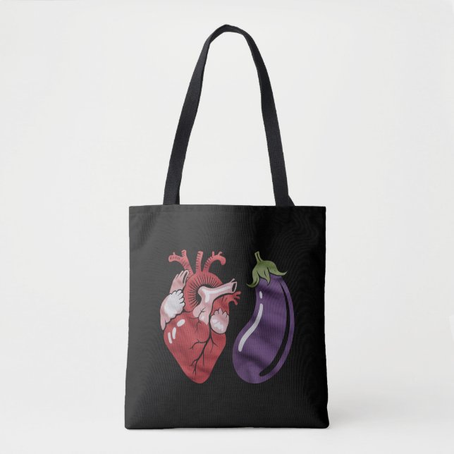 Tote Bag Love Eggplant Funny Gay pride Humour LGBTQ Plaisan (Devant)