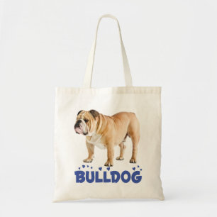 Tote Bag Love English Bulldog Puppy Dog Blue Hearts